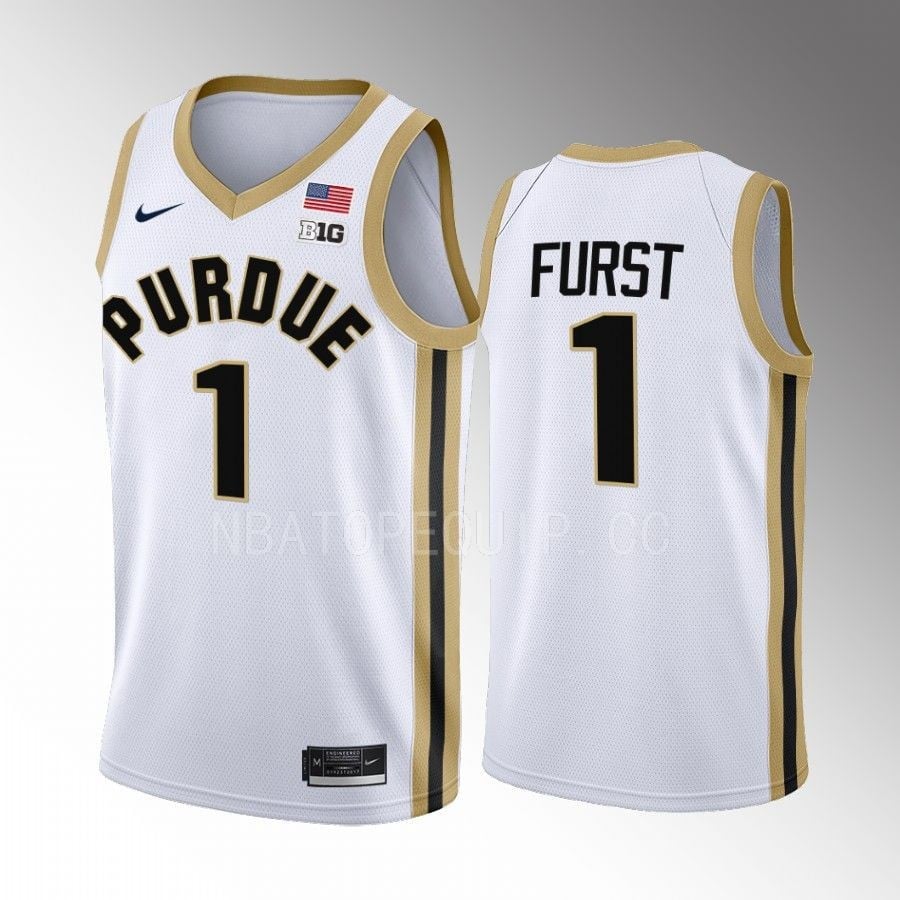 Caleb Furst 1 Purdue Boilermakers Uniform 2022-23 College White NCAA Jersey Men's