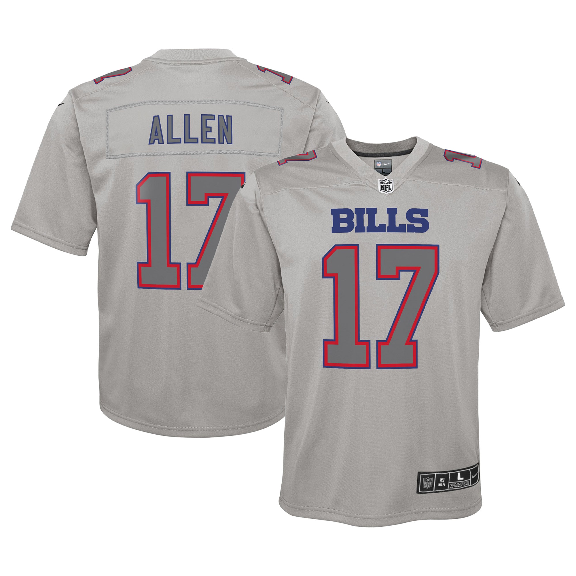 Buffalo Bills Josh Allen Gray Atmosphere Game NFL Jersey Youth