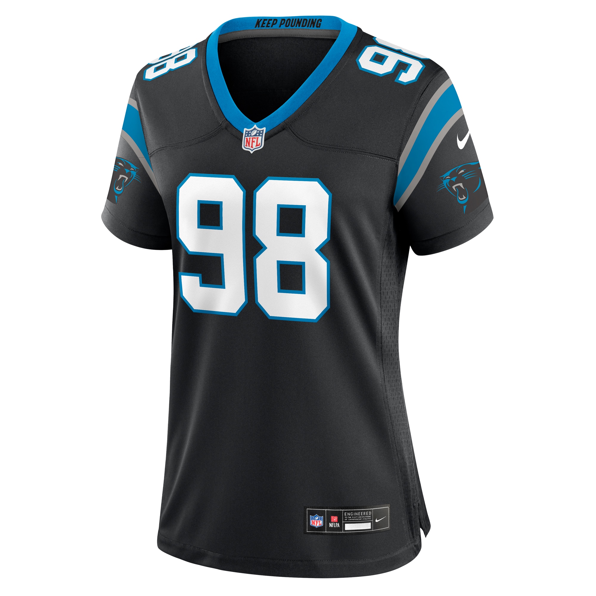 Carolina Panthers D.J. Wonnum Black Game NFL Jersey Women's