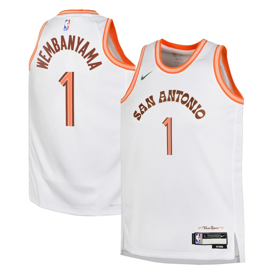 Victor Wembanyama 1 San Antonio Spurs 2023/24 City Edition Swingma White NBA Jersey Youth
