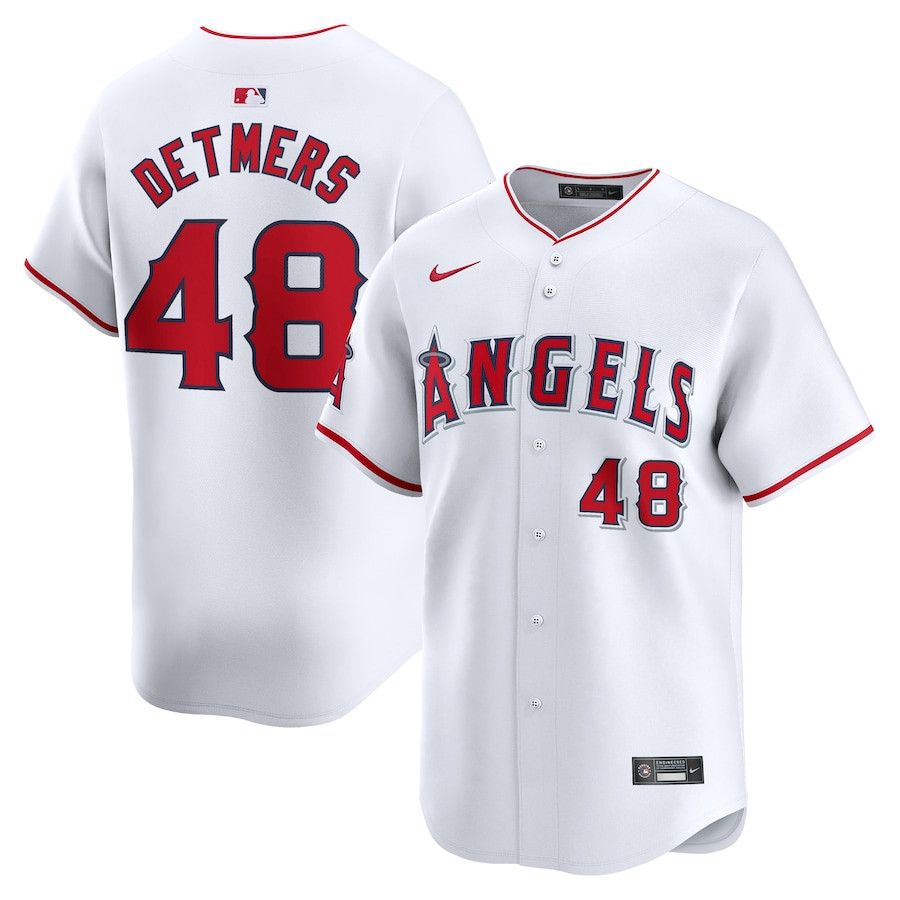 Reid Detmers 48 Los Angeles Angels Home Limited Player White MLB Jersey Men's