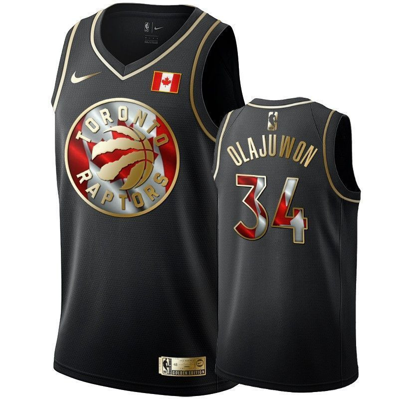 Toronto Raptors Hakeem Olajuwon Canada Day 34 Black NBA Jersey Men's
