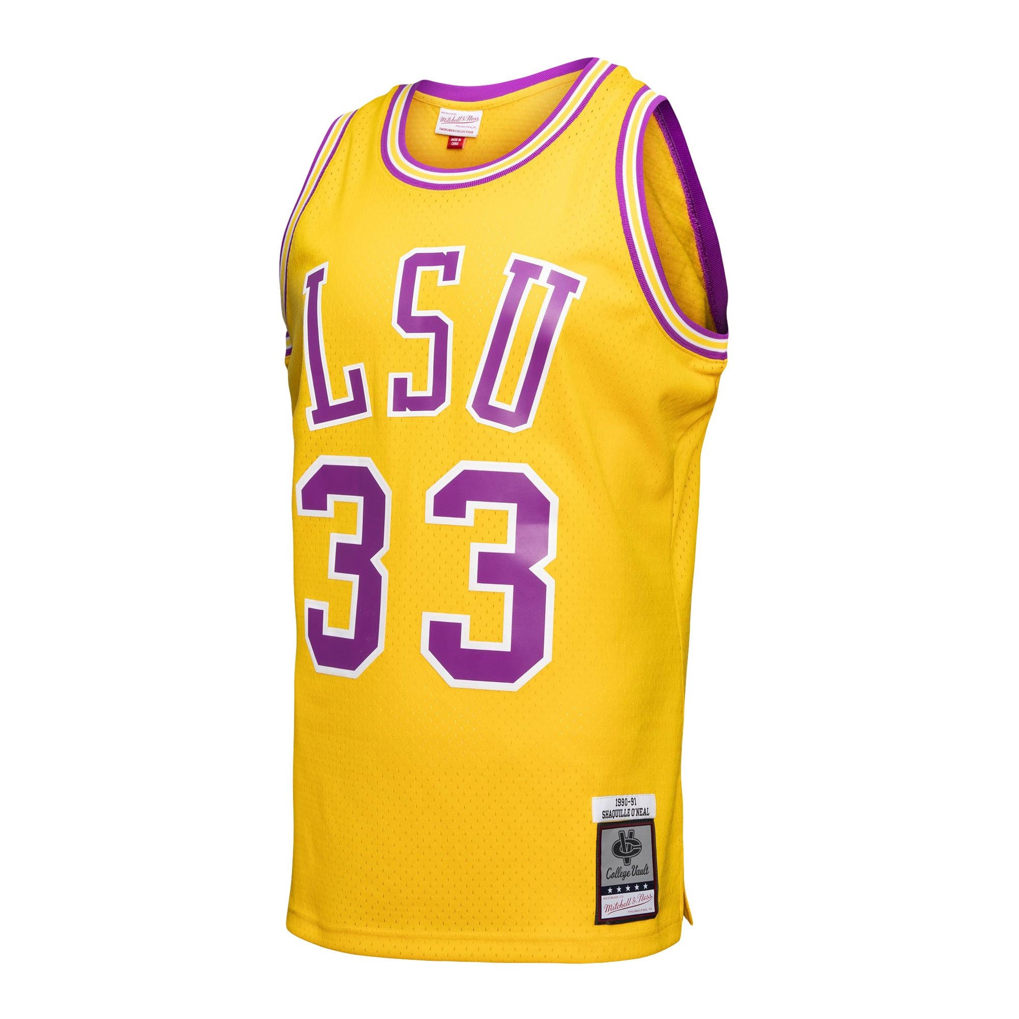 Shaquille O'Neal #33 LSU Tigers Retro Classic Gold NCAA Jersey Men's