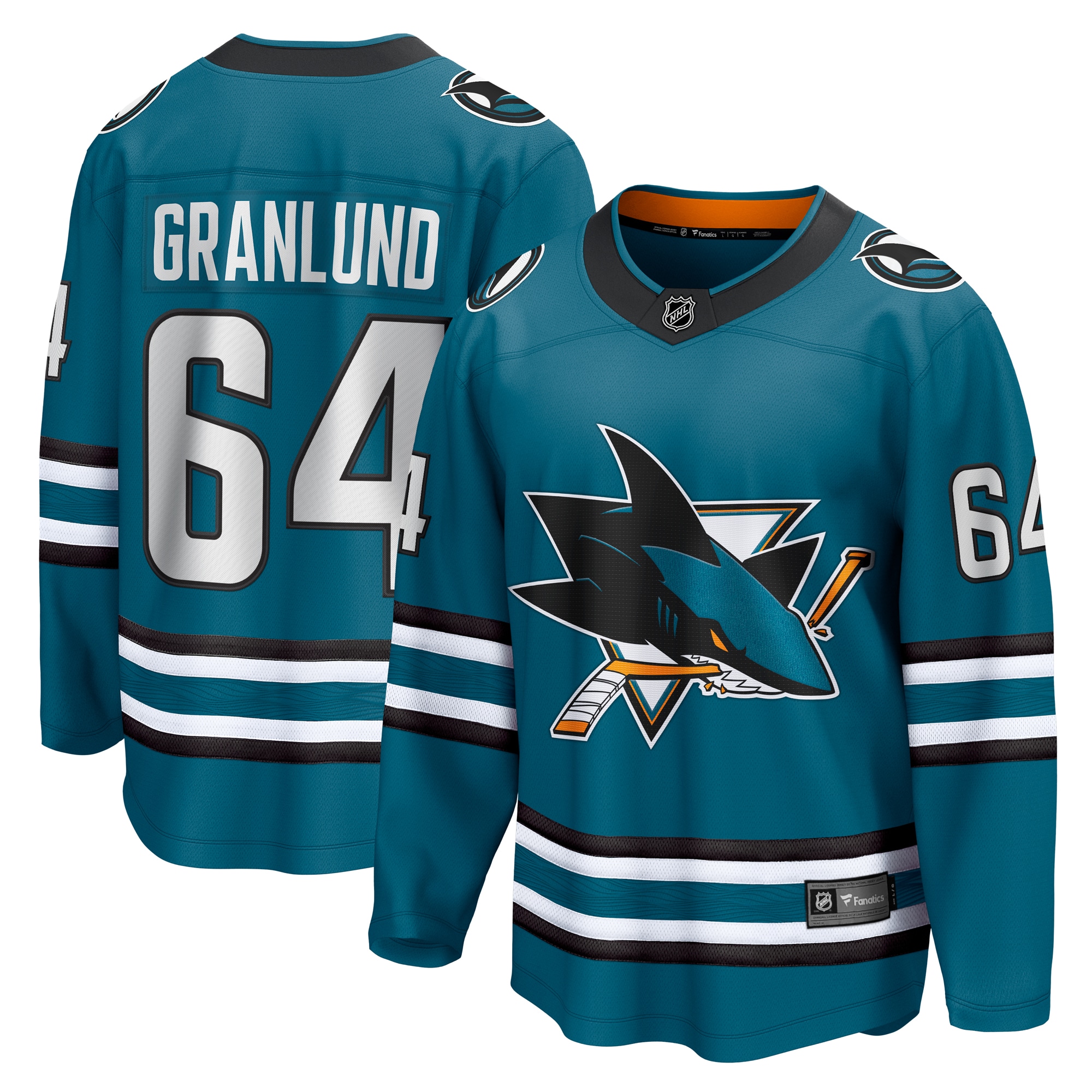 San Jose Sharks Mikael Granlund Teal Home Breakaway NHL Jersey Men's