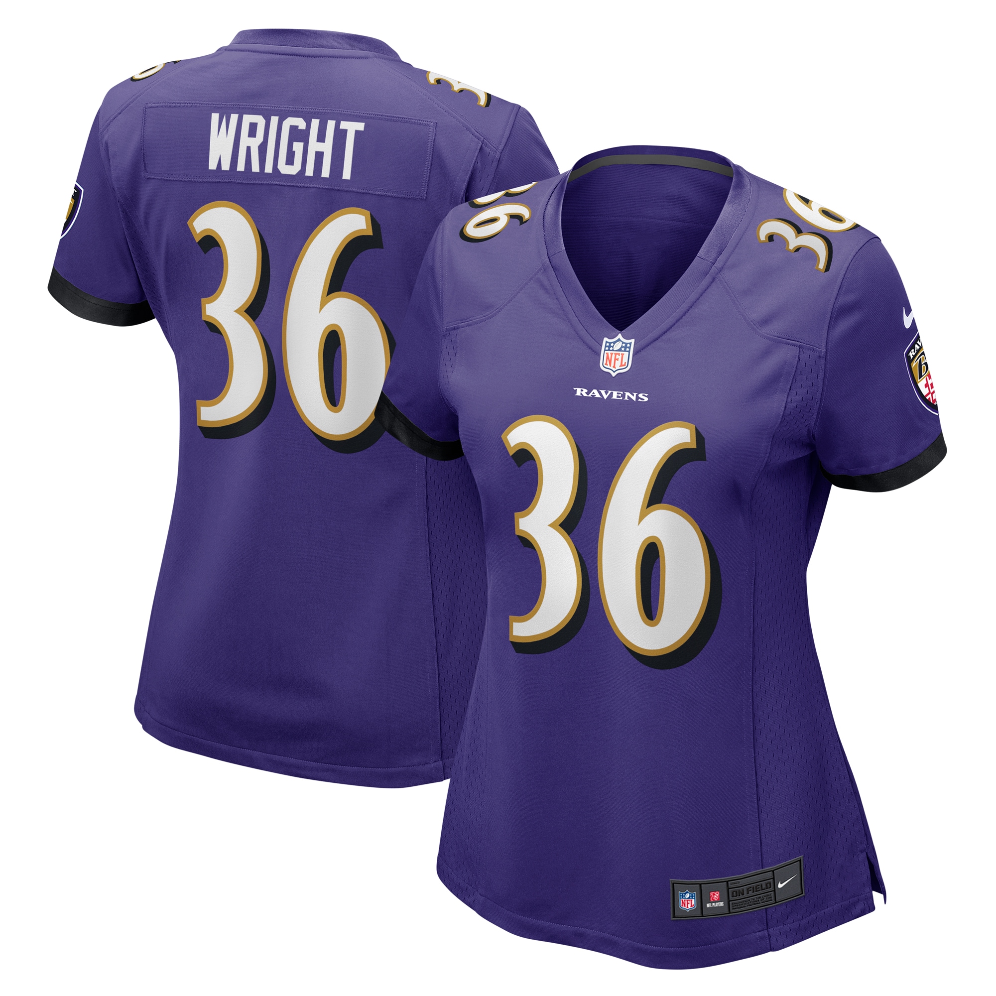 Baltimore Ravens Owen Wright Purple Game NFL Jersey Women's