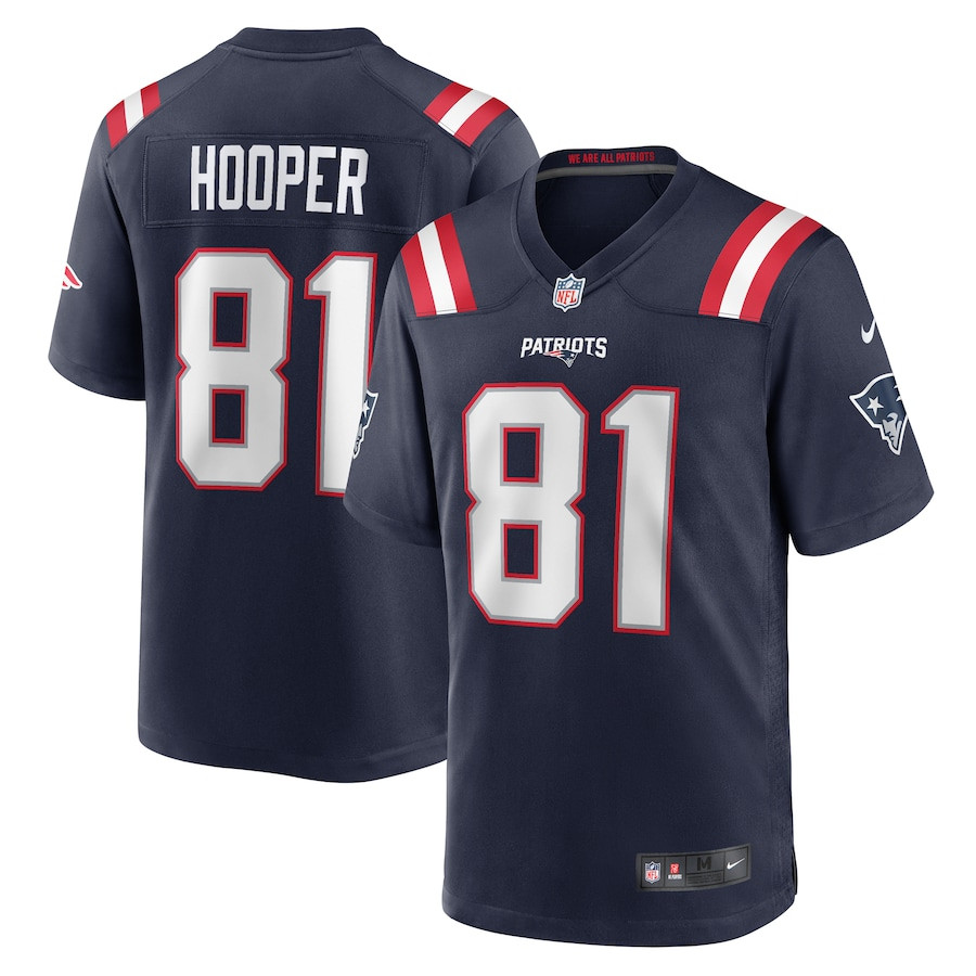 Austin Hooper 81 New England Patriots Team Game Navy NFL Jersey Men's