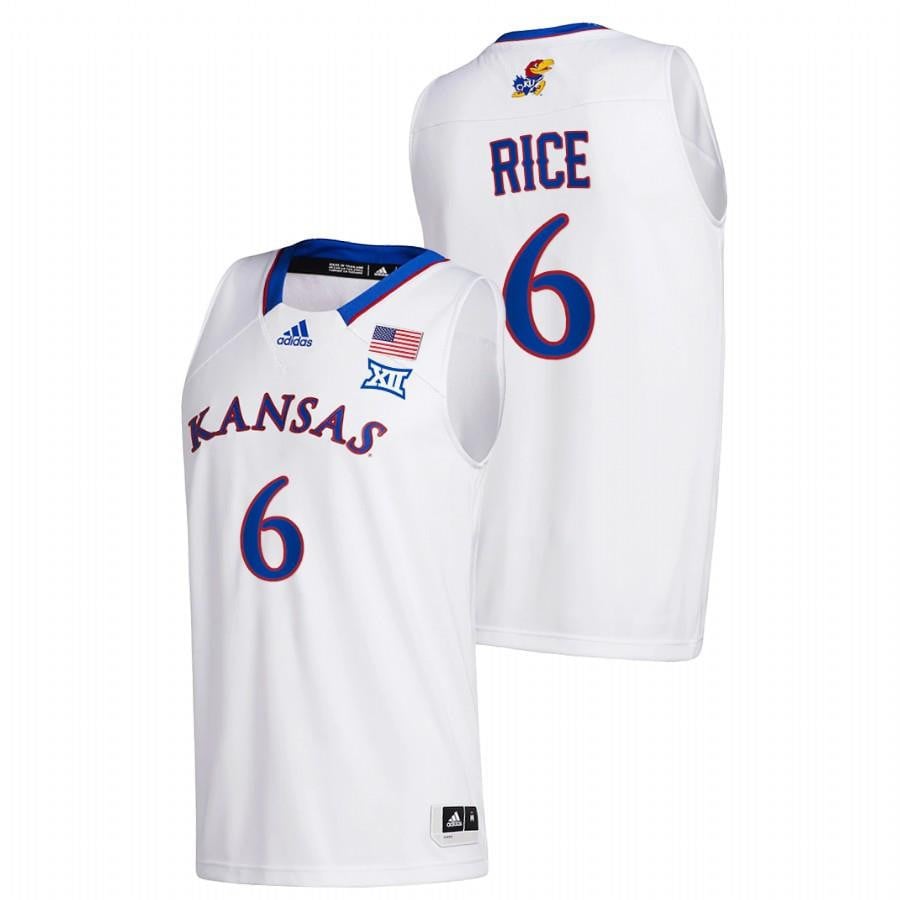 M.J. Rice Kansas 6 Jayhawk White College Class of 2022 5-star prospect NCAA Jersey Men's