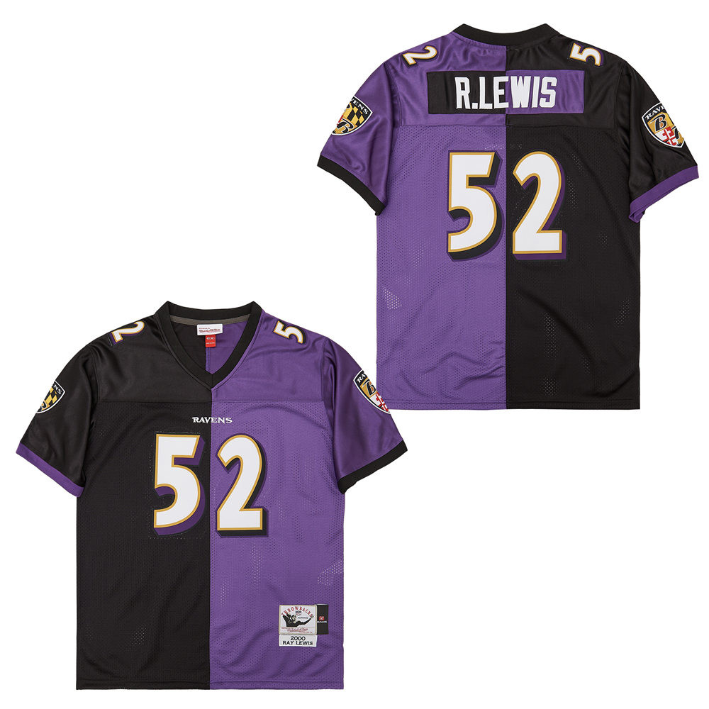 Ray Lewis 52 Baltimore Ravens Two-Toned Throwback Purple/Black NFL Jersey Men's