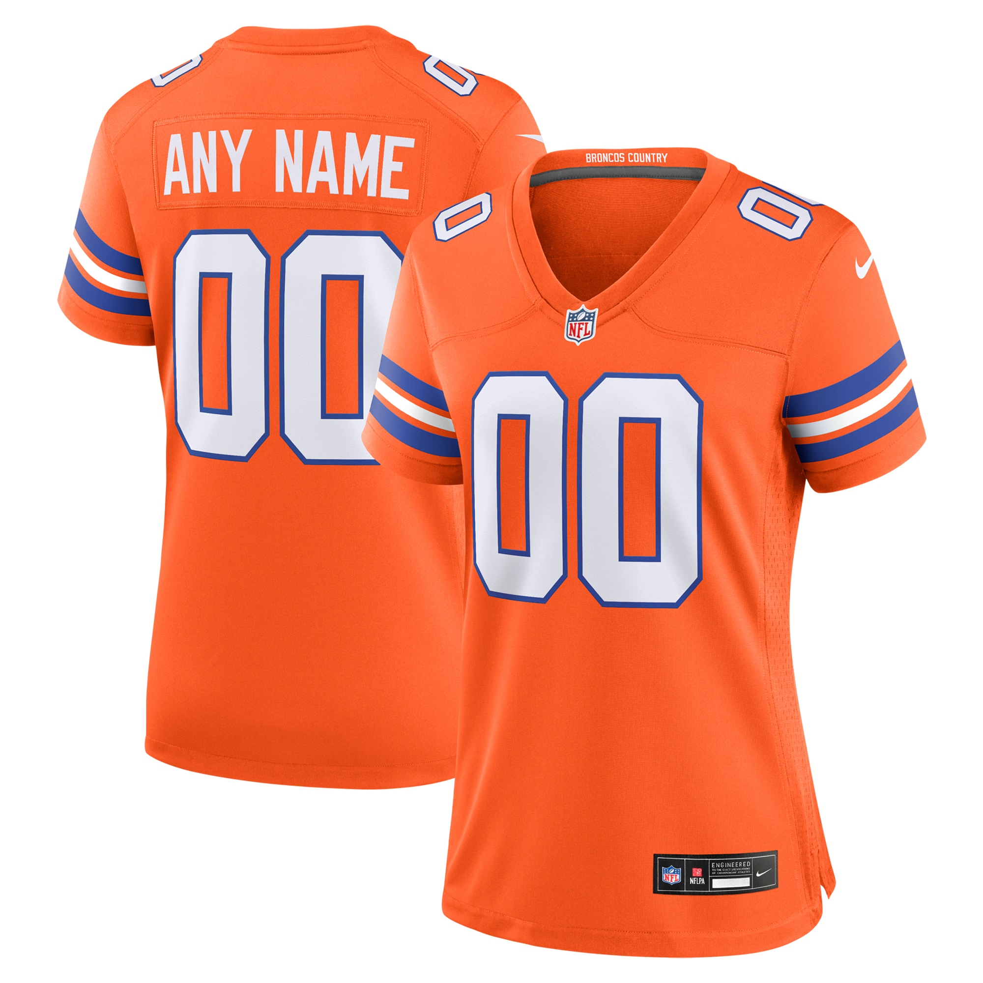 Denver Broncos Orange Mile High Collection 1977 Throwback Custom Game NFL Jersey Women's