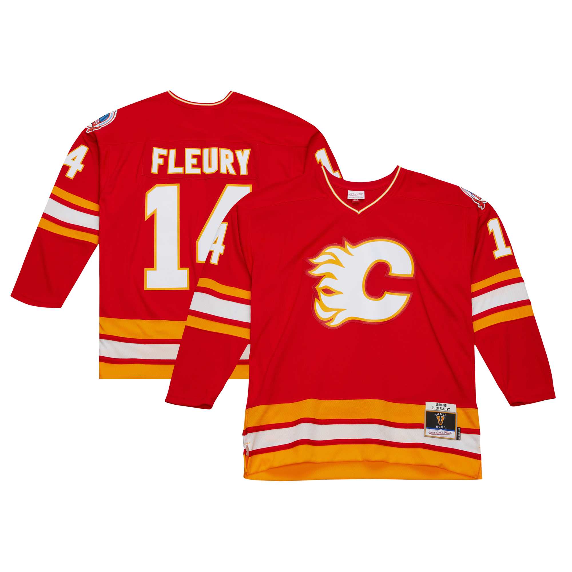 Calgary Flames Theoren Fleury Mitchell Ness Red 1988/89 Blue Line Player NHL Jersey Men's
