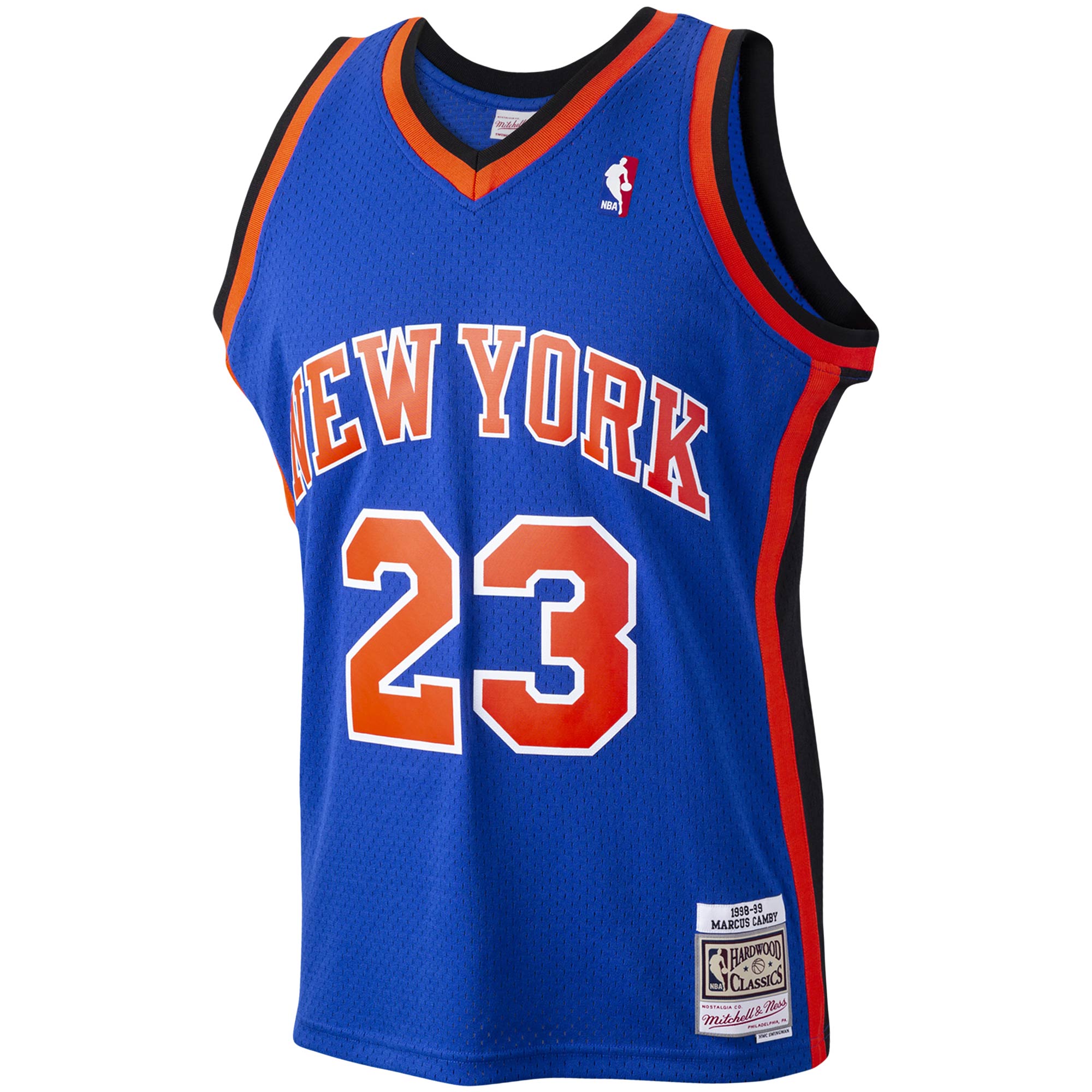 Mitchell Ness Marcus Camby Blue New York Knicks 1998-99 Hardwood Classics Swingman Player NBA Jersey Men's