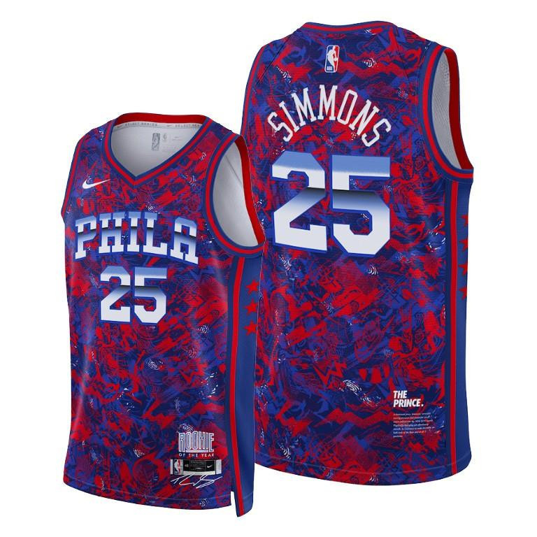 Ben Simmons 25 76ers Rookie of the Year Royal Select Series NBA Jersey Men's