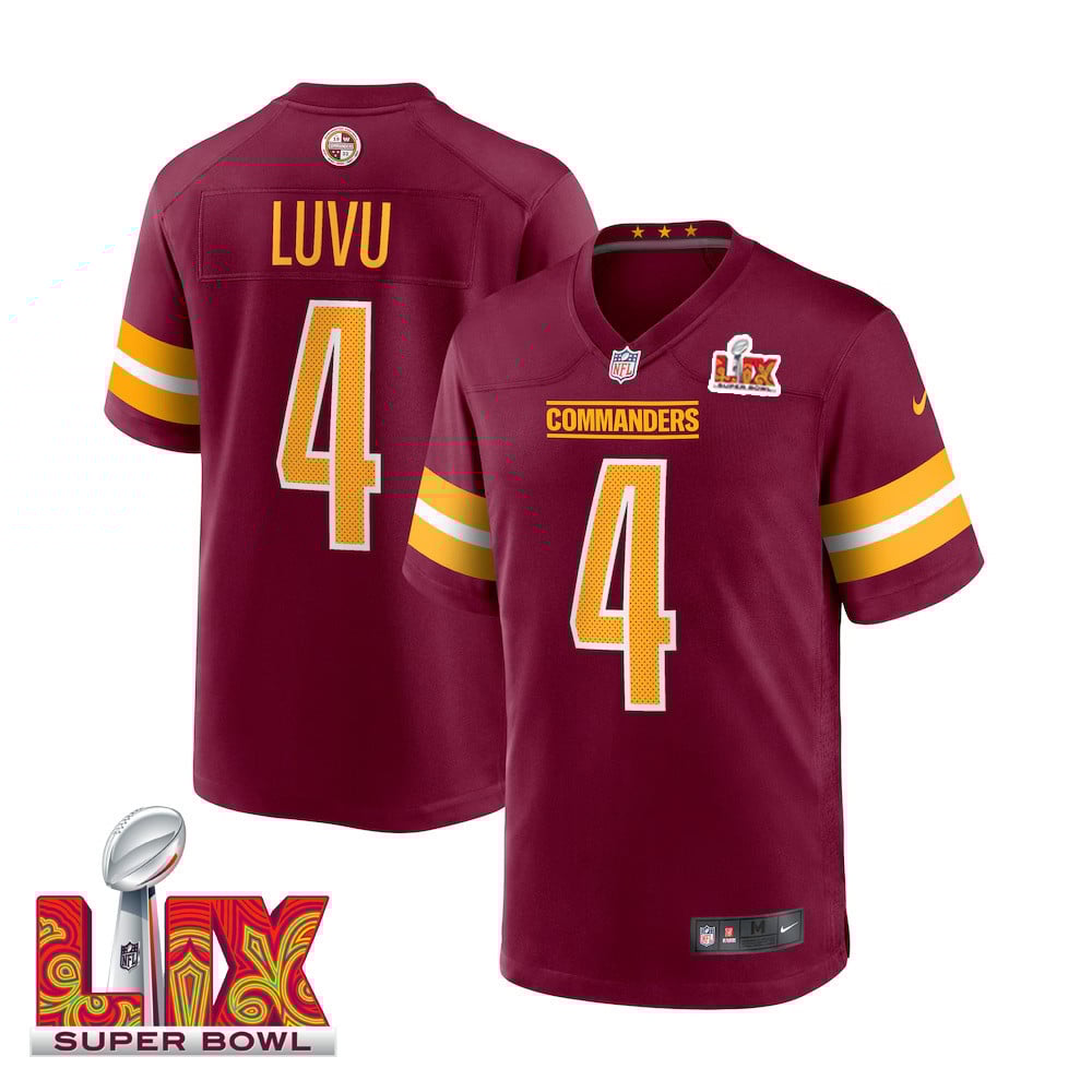 Frankie Luvu #4 Washington Commanders Super Bowl LIX Burgundy NFL Jersey Men's