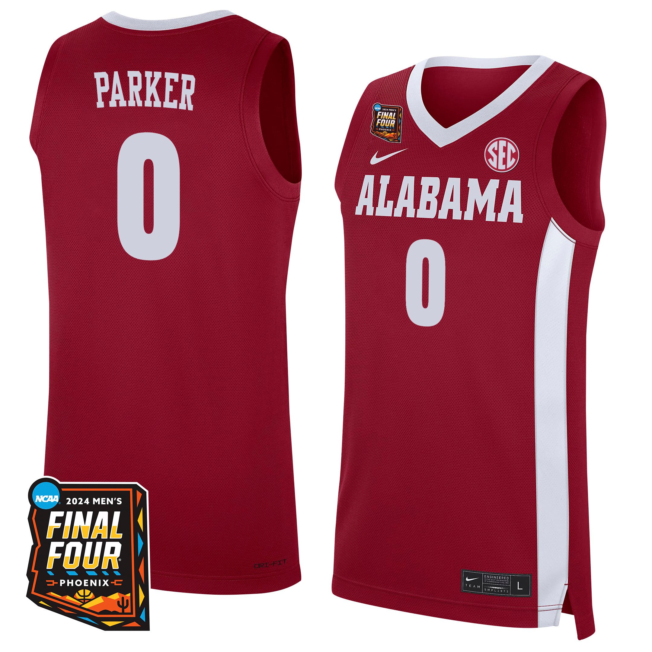 Kris Parker Alabama Crimson Tide 2024 Final Four Patch Re White NCAA Jersey Men's