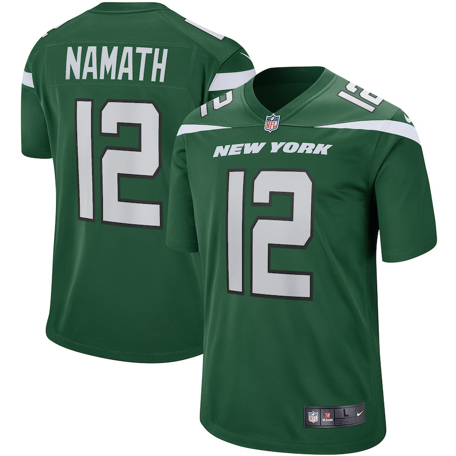 Joe Namath 12 New York Jets Game Retired Gotham Green NFL Jersey Men's