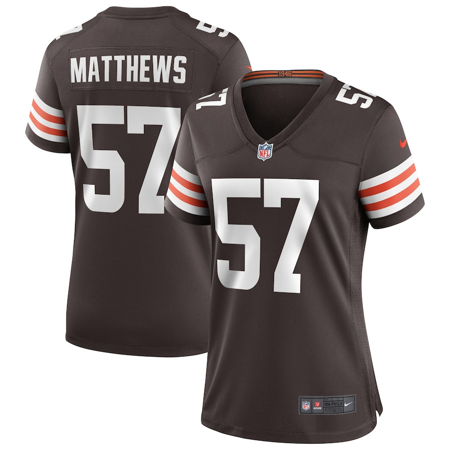 Clay Matthews 57 Cleveland Browns Game Retired Brown NFL Jersey Women's
