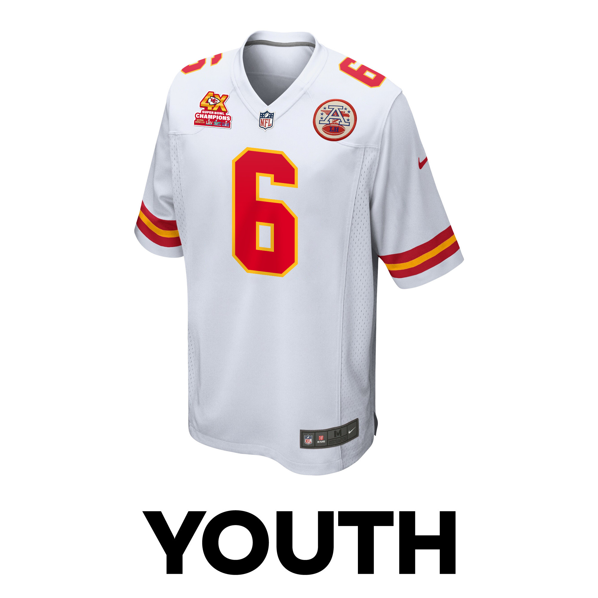 Bryan Cook 6 Kansas City Chiefs Super Bowl LVIII Champions 4X Game White NFL Jersey Youth