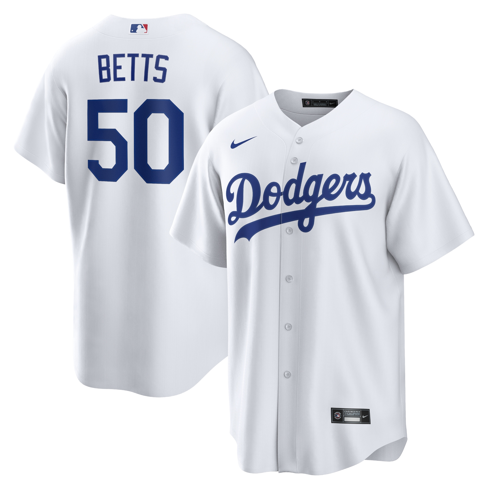 Los Angeles Dodgers Mookie Betts White Home Player Name MLB Jersey Men's