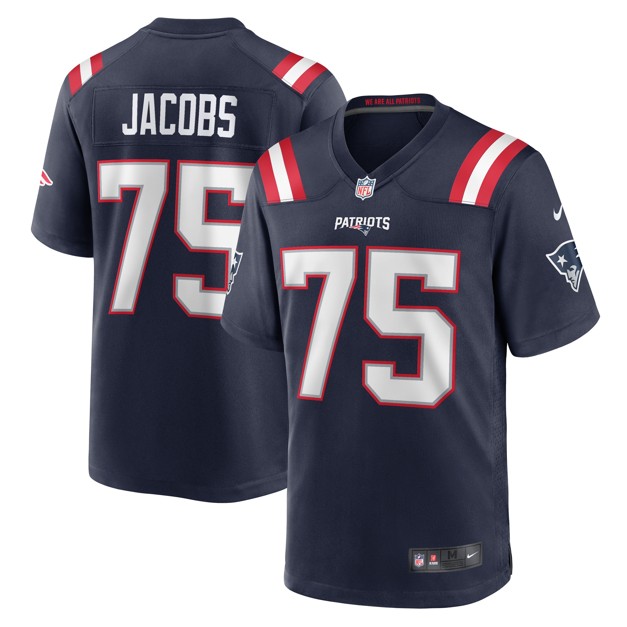 New England Patriots Demontrey Jacobs Navy Game NFL Jersey Men's