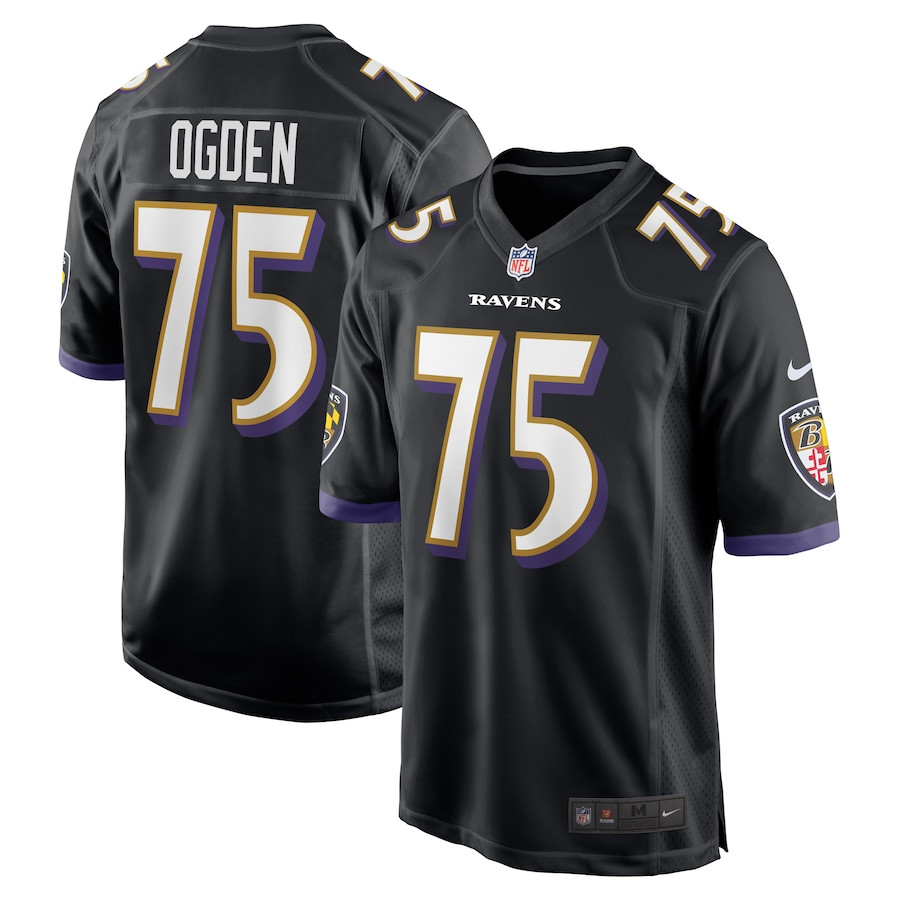 Jonathan Ogden 75 Baltimore Ravens Retired Black NFL Jersey Men's