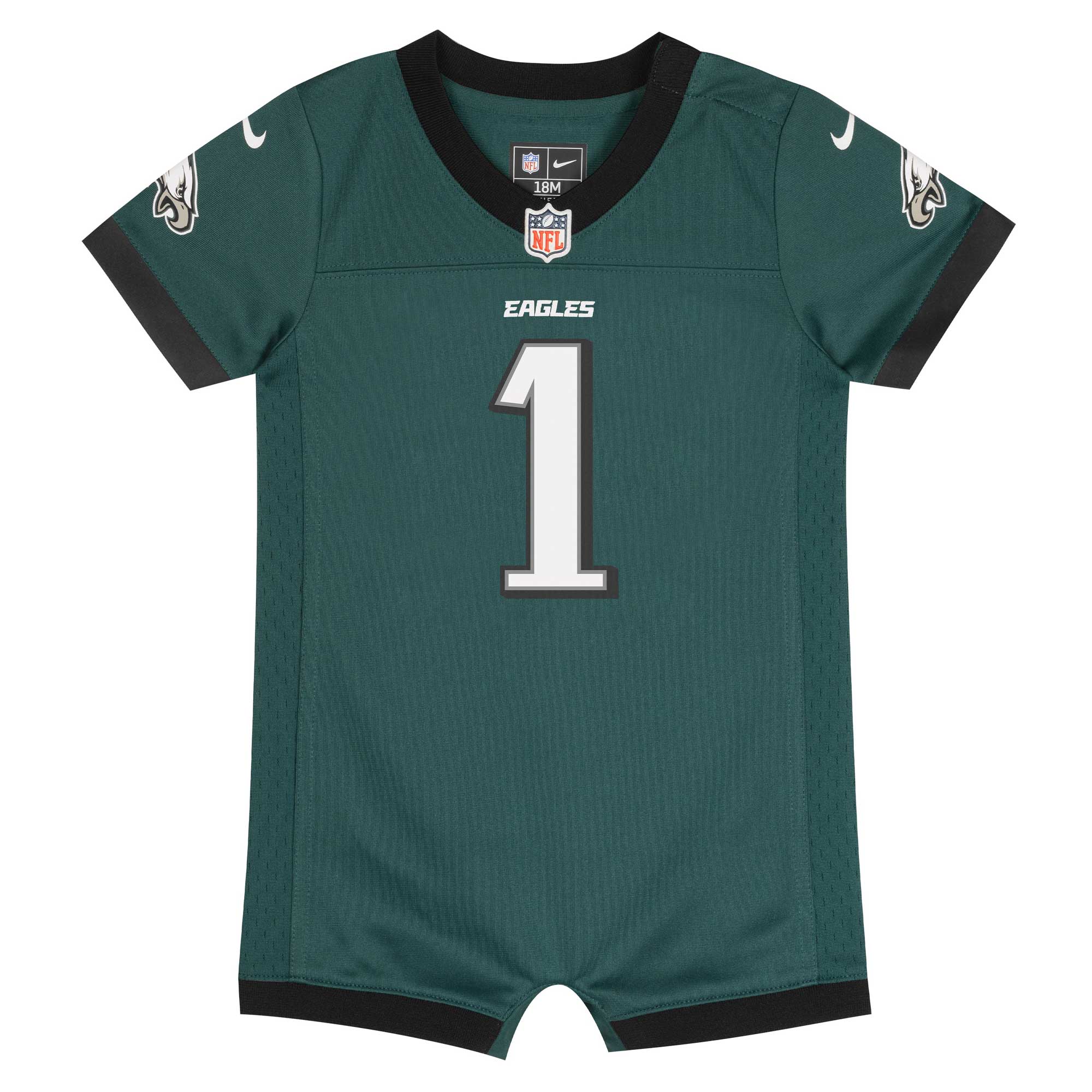 Newborn Infant Philadelphia Eagles Jalen Hurts Midnight Green Game Romper NFL Jersey Men's