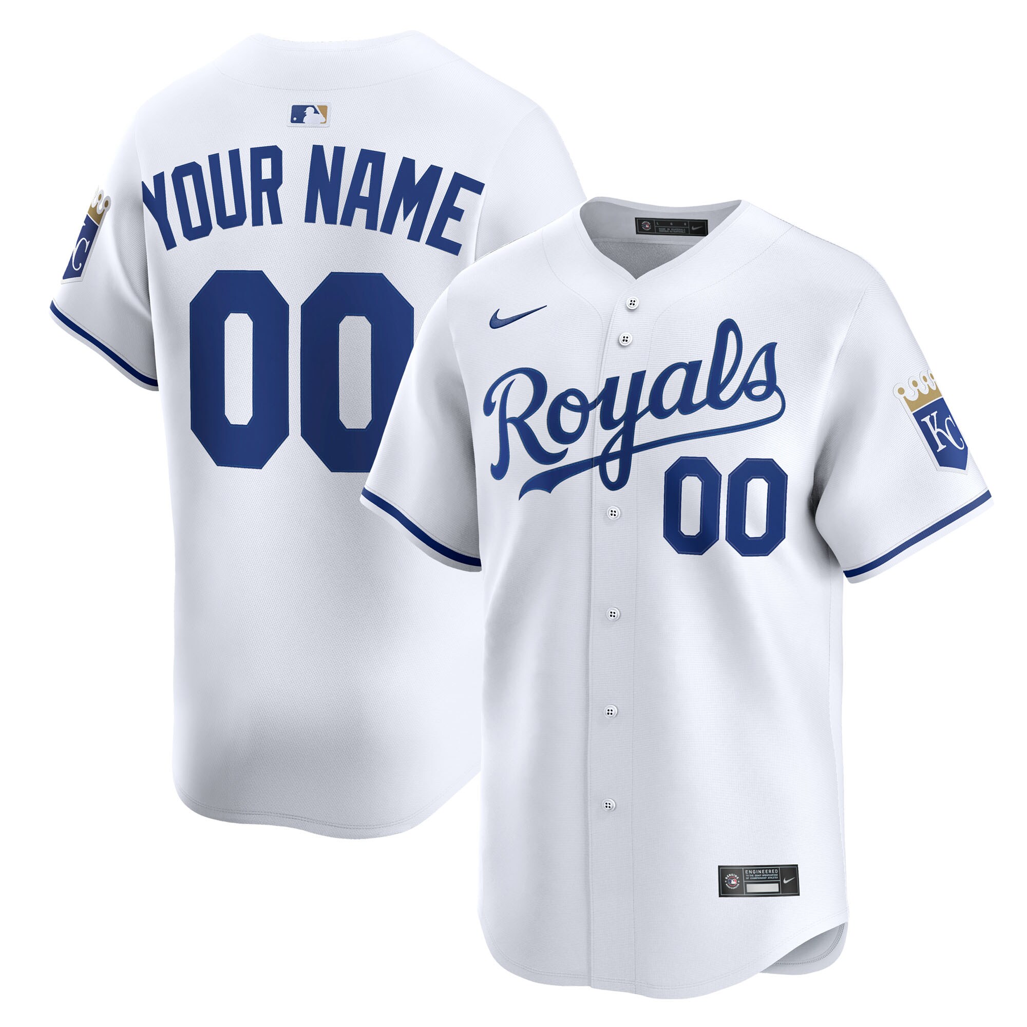Kansas City Royals White Home Limited Custom MLB Jersey Men's
