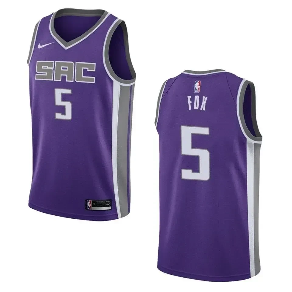 Sacramento Kings 5 De'aaron Fox Icon Swingman Purple NBA Jersey Men's