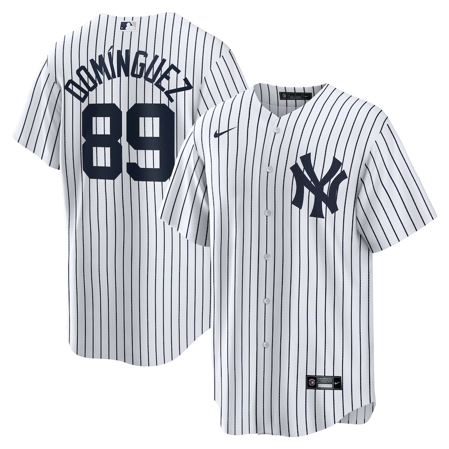 Jasson Dominguez 89 New York Yankees Home White MLB Jersey Men's
