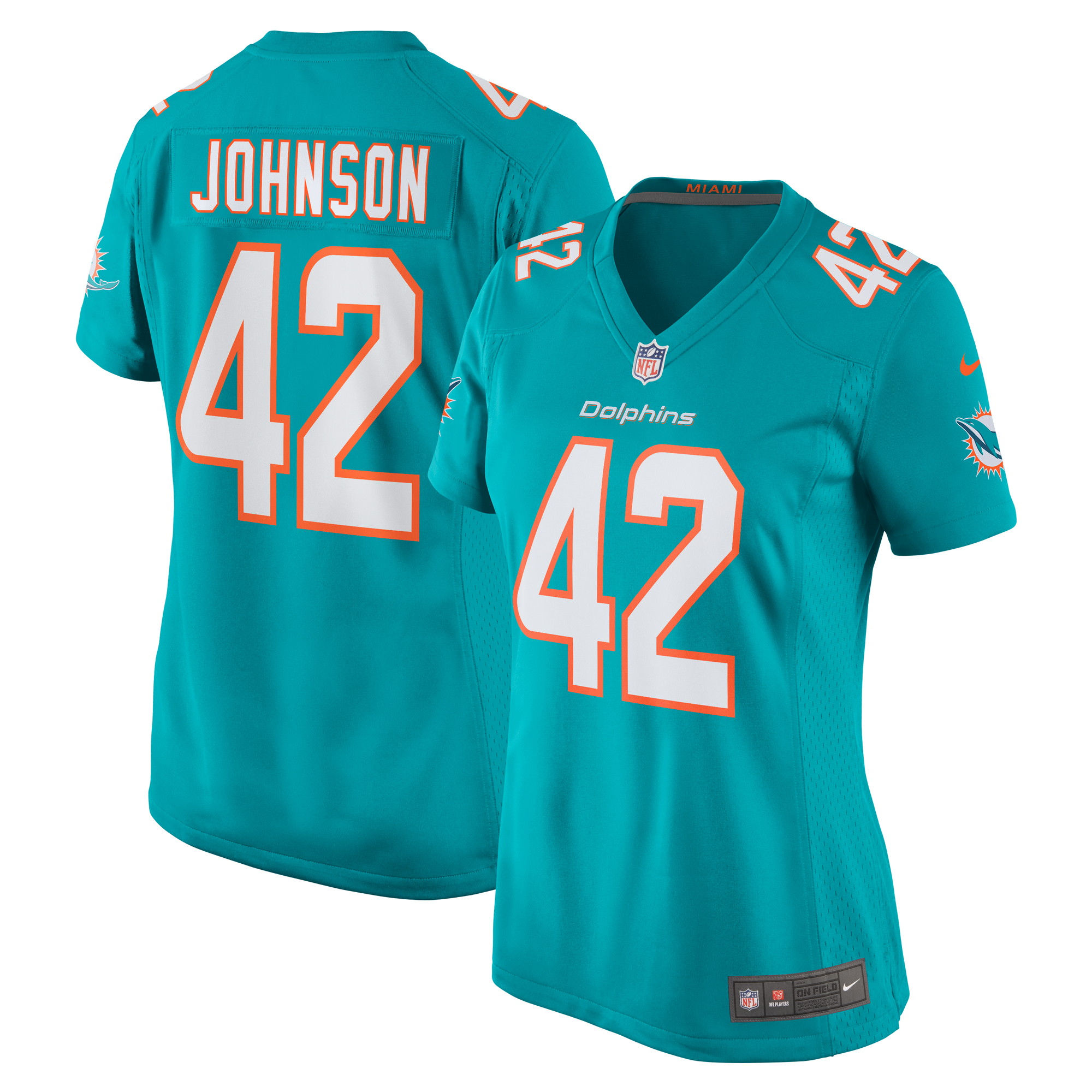 Miami Dolphins Alexander Johnson Aqua Game NFL Jersey Women's