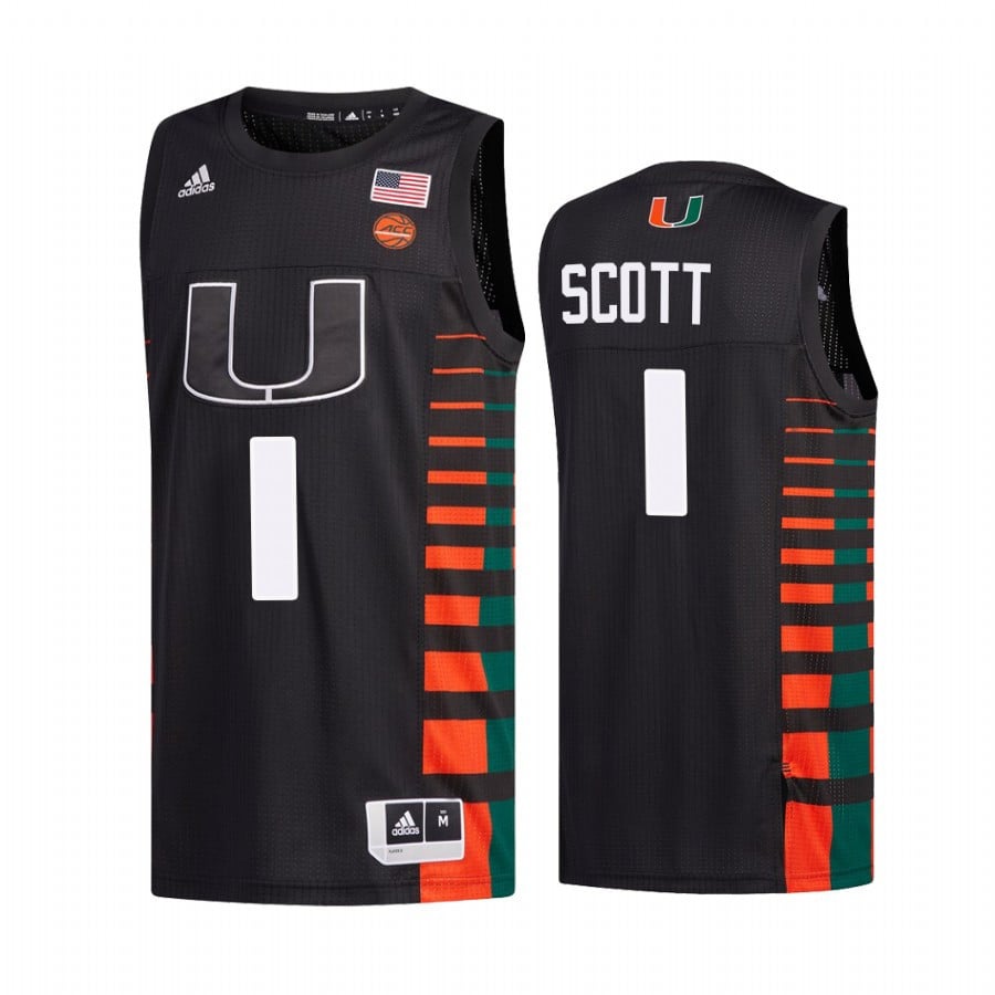 Miami Hurricanes Durand Scott 1 College Black Uniform NCAA Jersey Men's