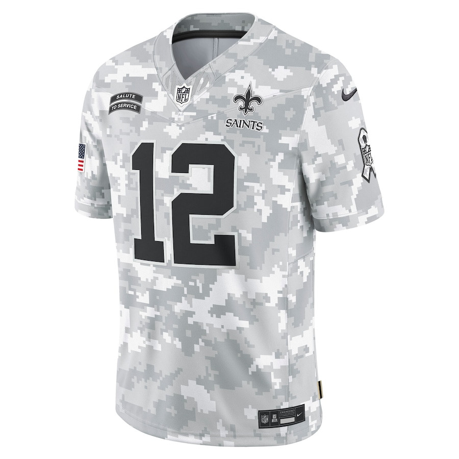 Chris Olave 12 New Orleans Saints 2024 Salute to Service Limited Arctic Camo NFL Jersey Men's