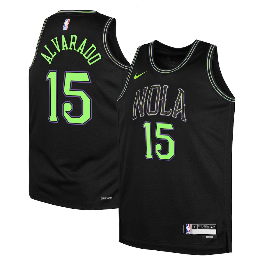Jose Alvarado 15 New Orleans Pelicans 2023/24 City Edition Swingma Black NBA Jersey Youth
