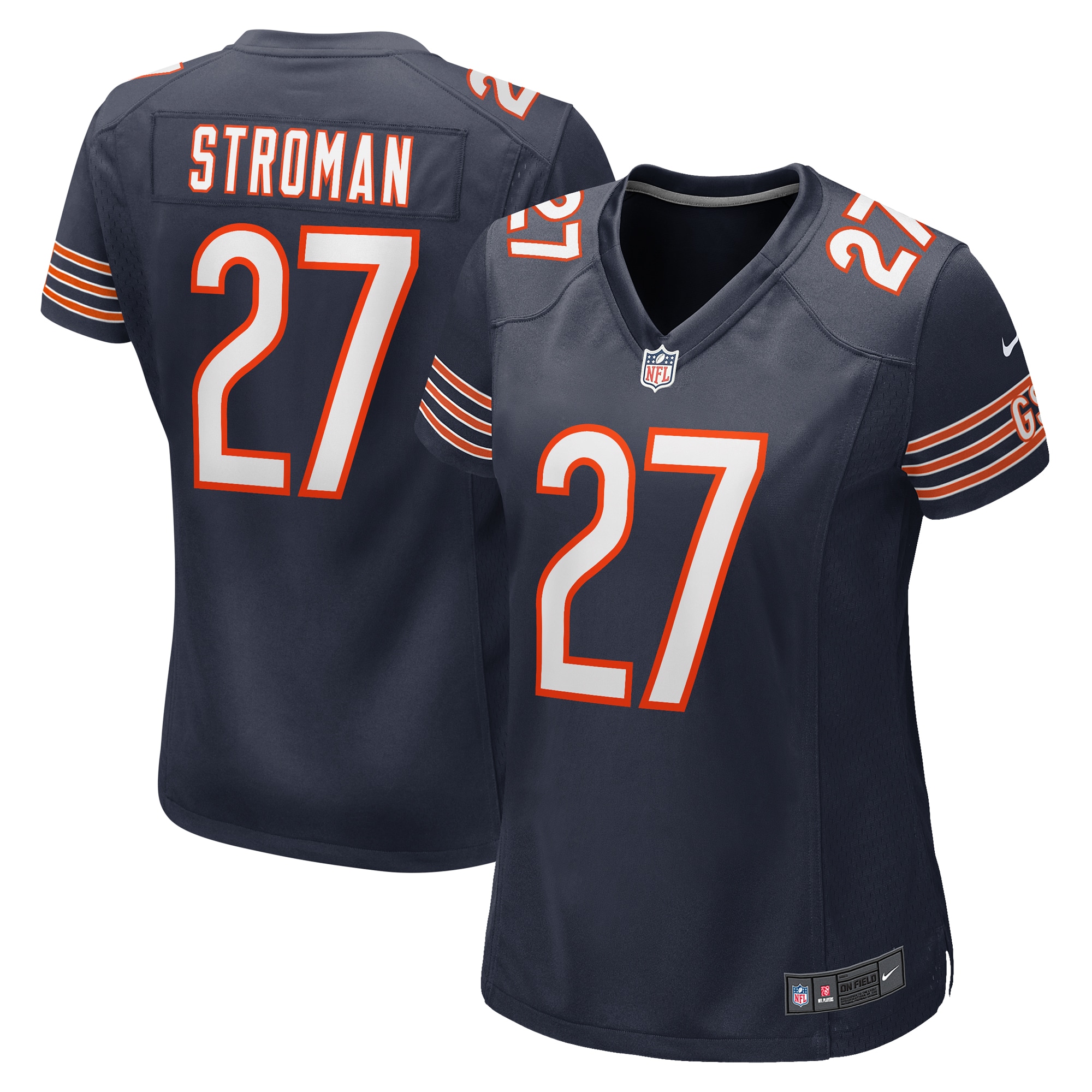 Chicago Bears Greg Stroman Navy Team Game NFL Jersey Women's