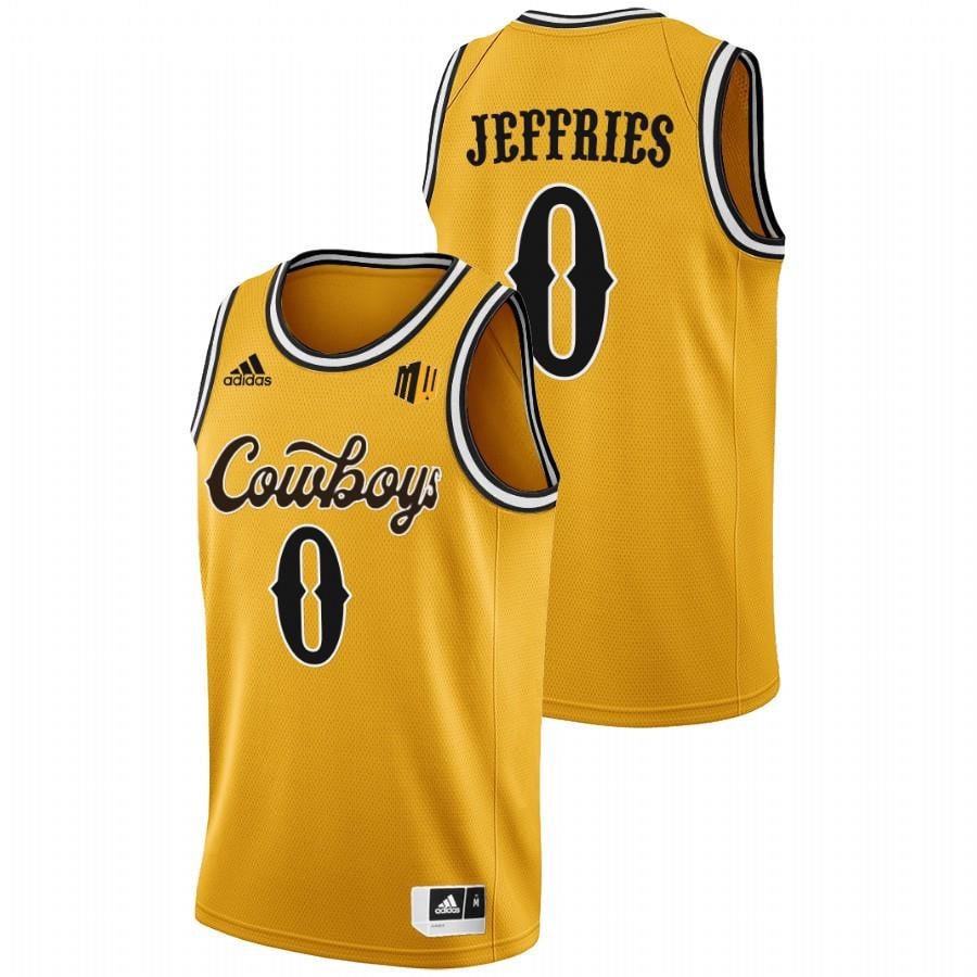 Wyoming Cowboys 0 Drake Jeffries 2022 Gold College NCAA Jersey Men's