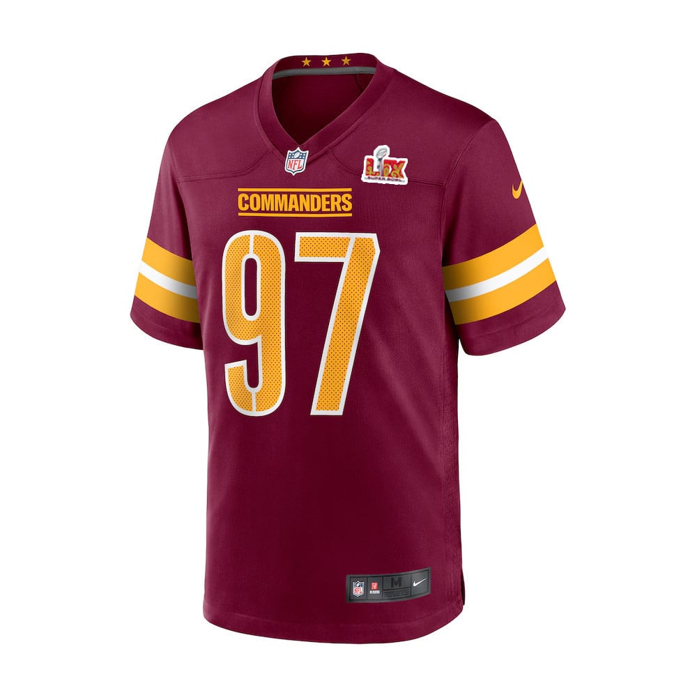 Efe Obada #97 Washington Commanders Super Bowl LIX Burgundy NFL Jersey Youth