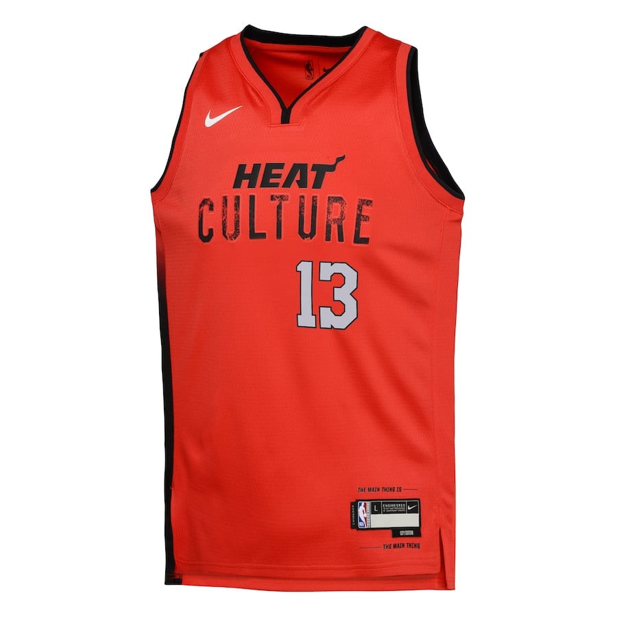 Bam Adebayo 13 Miami Heat 2024/25 Swingman Playe City Edition Red NBA Jersey Youth