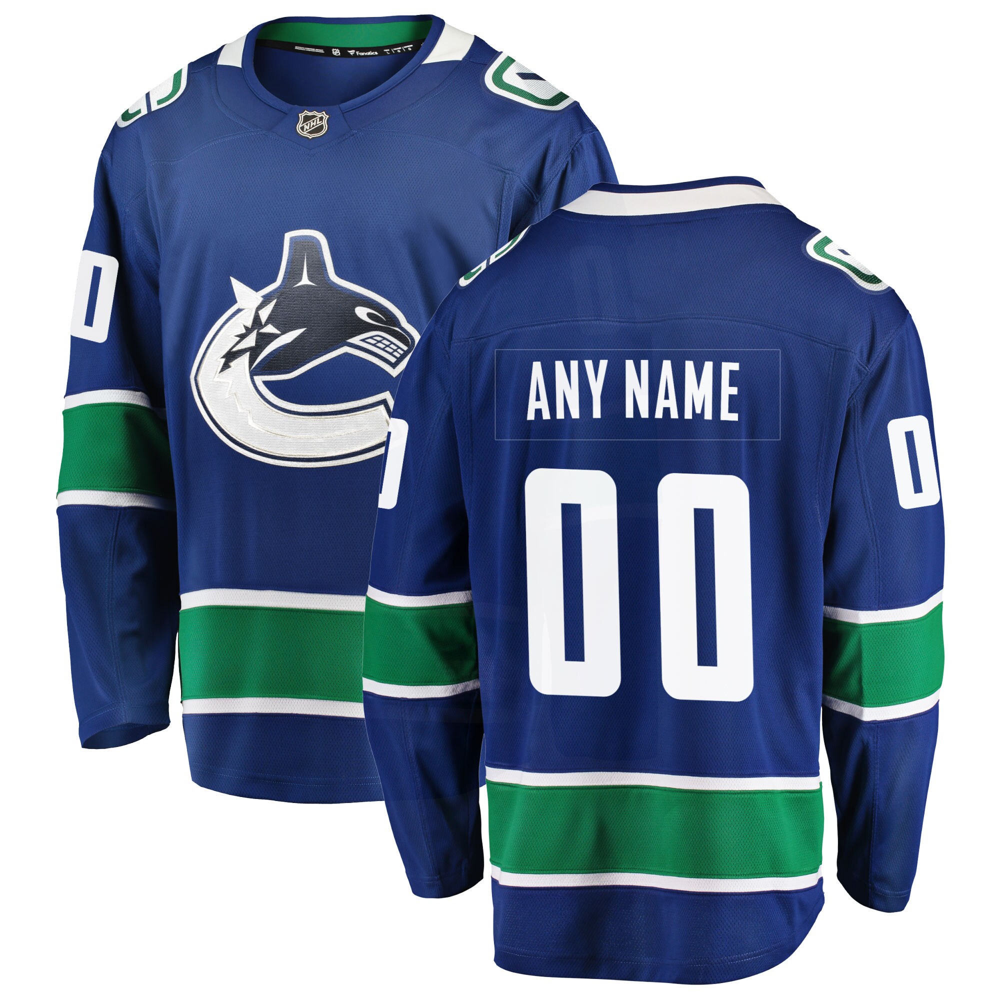 Vancouver Canucks Blue Home Team Breakaway Custom NHL Jersey Men's