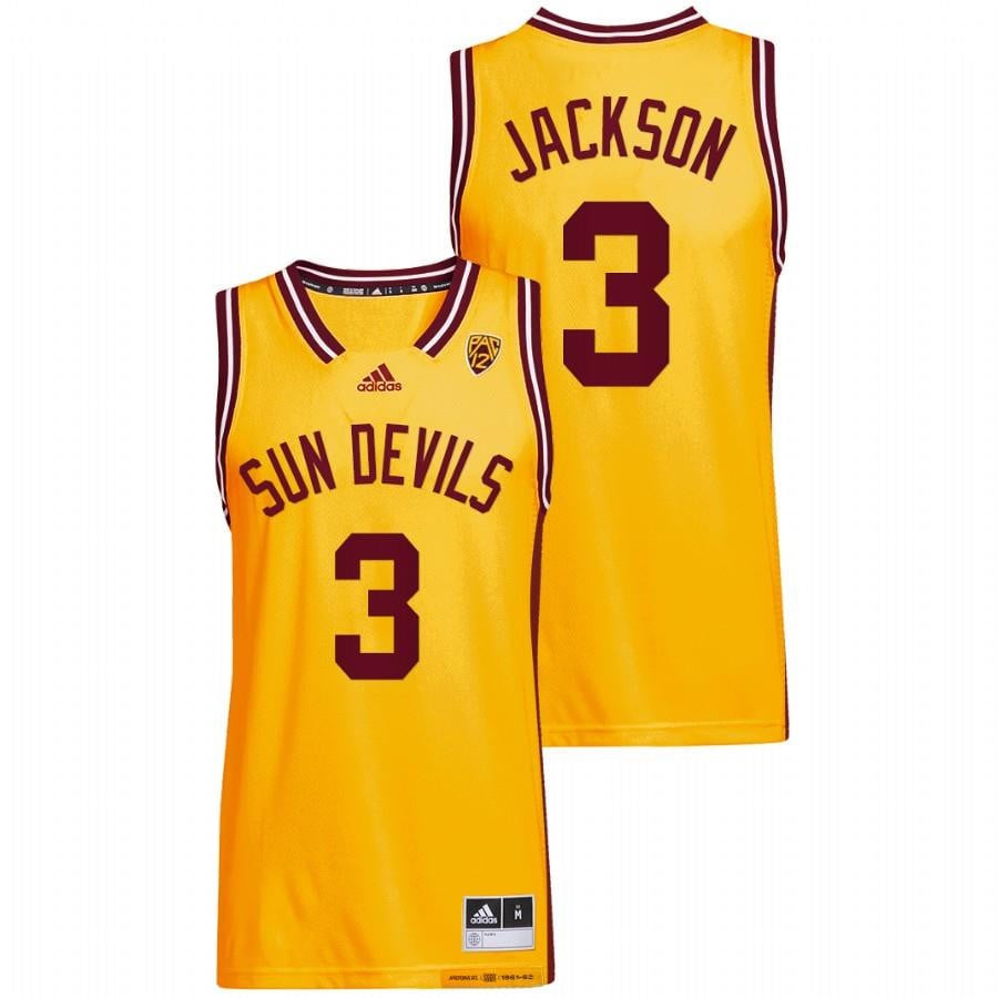 Marreon Jackson 3 Arizona State Sun Devils Gold Reverse Retro NCAA Jersey Men's