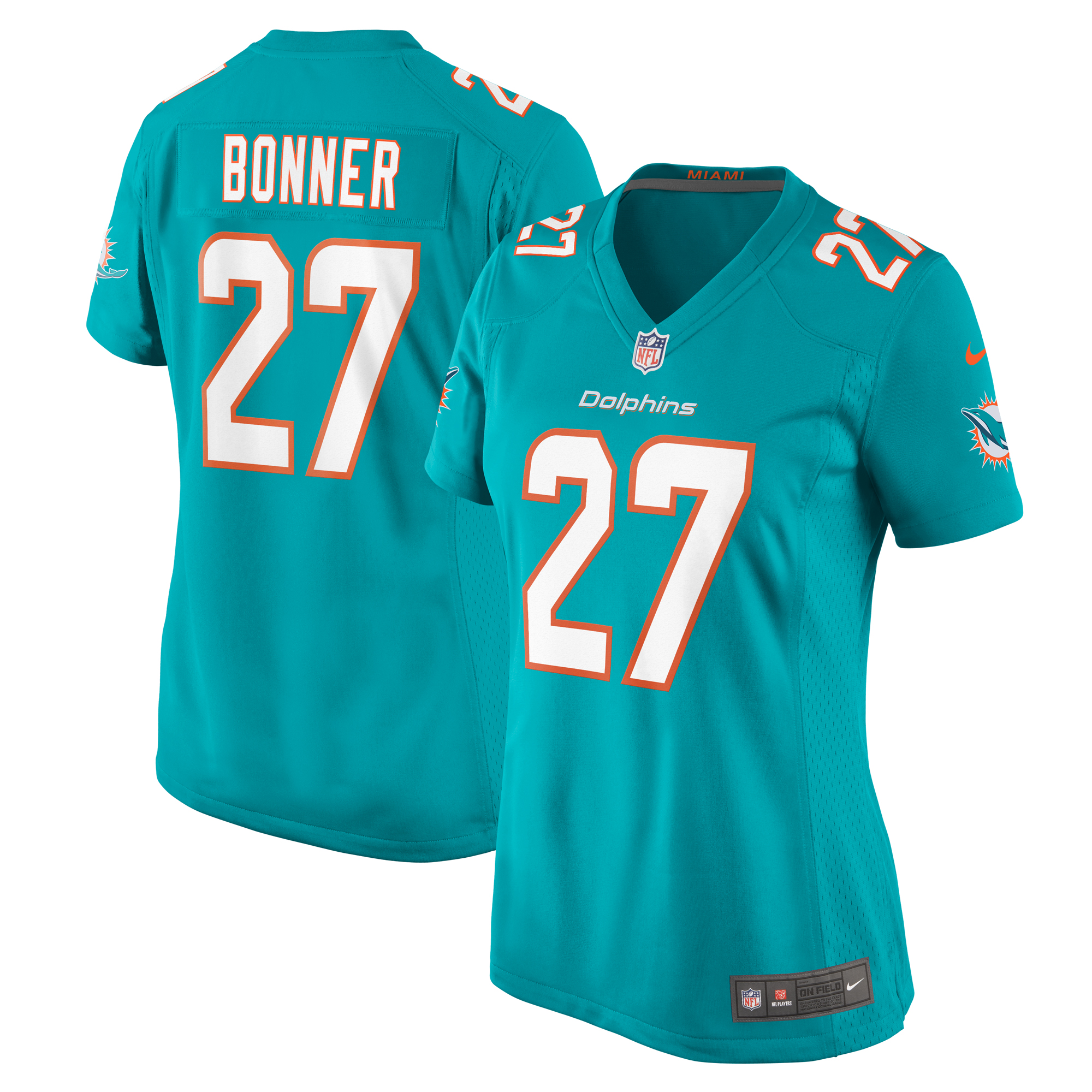 Miami Dolphins Ethan Bonner Aqua Game NFL Jersey Women's