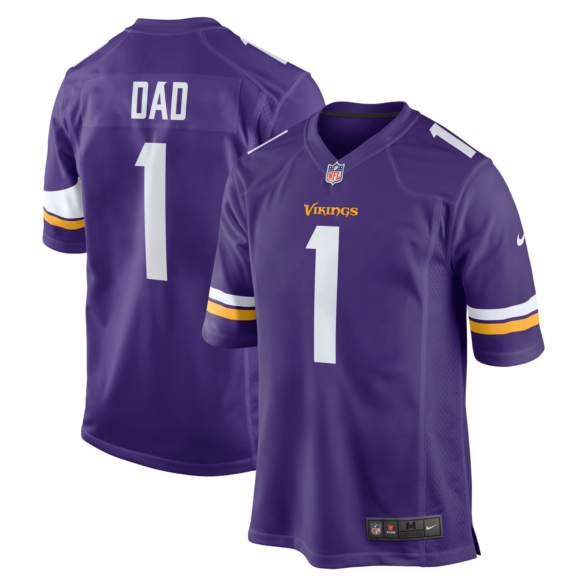 Minnesota Vikings Number 1 Dad Purple Game NFL Jersey Men's