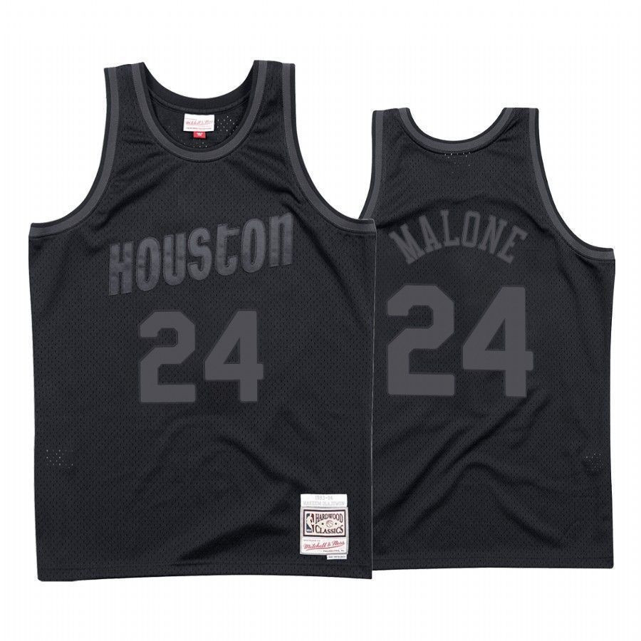 Houston Rockets Moses Malone 24 Black Tonal NBA Jersey Men's