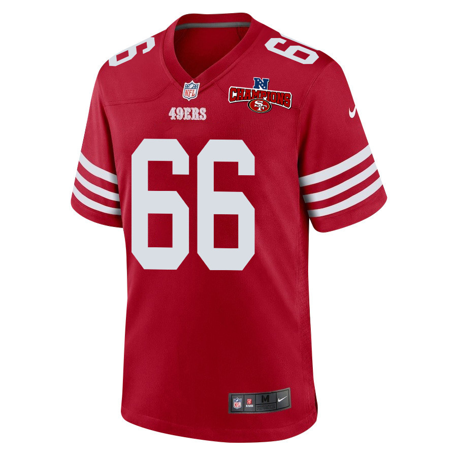 Jesse Davis 66 San Francisco 49ers NFC Champions Patch Game Scarlet NFL Jersey Men's