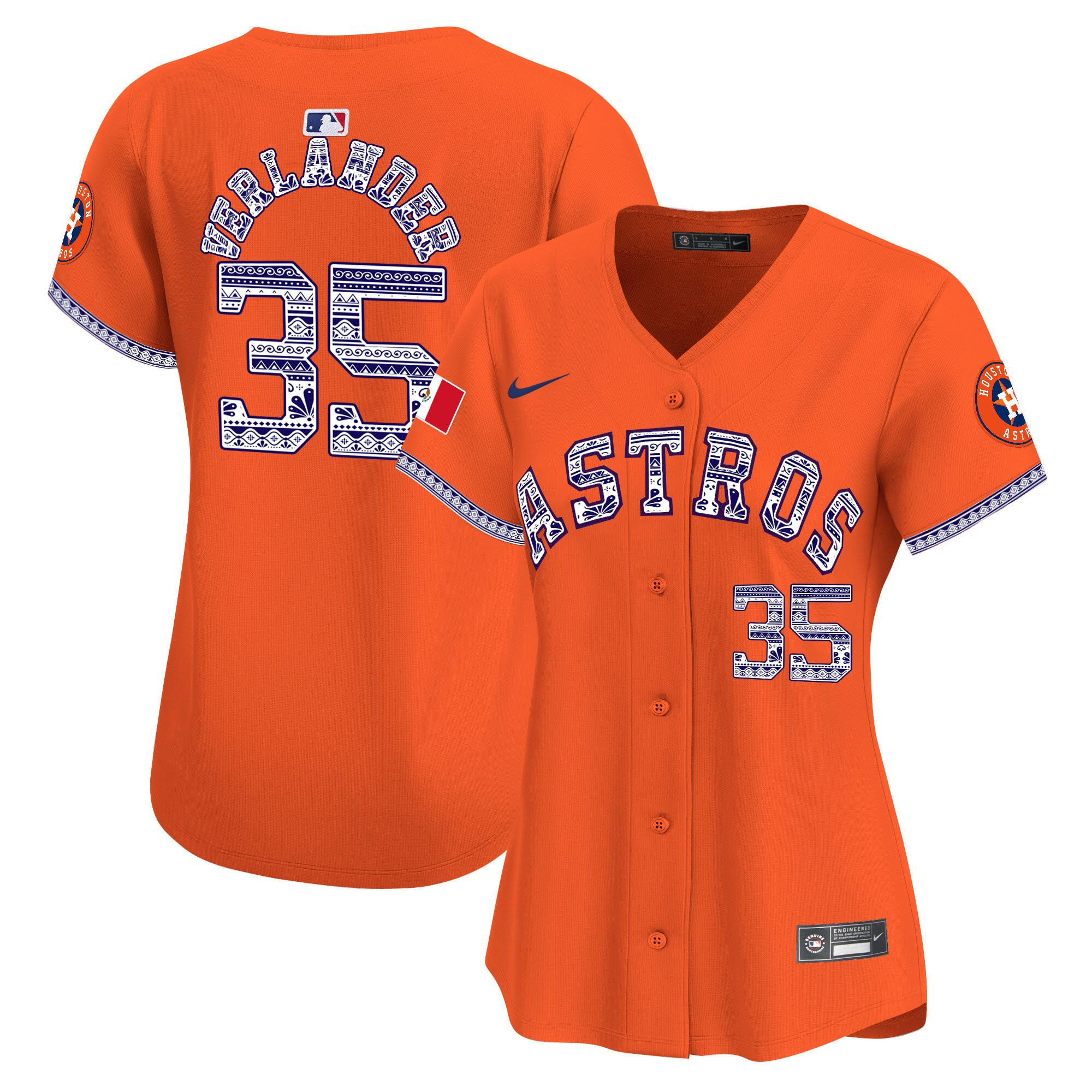 Justin Verlander 35 Houston Astros Mexico Orange MLB Jersey Women's