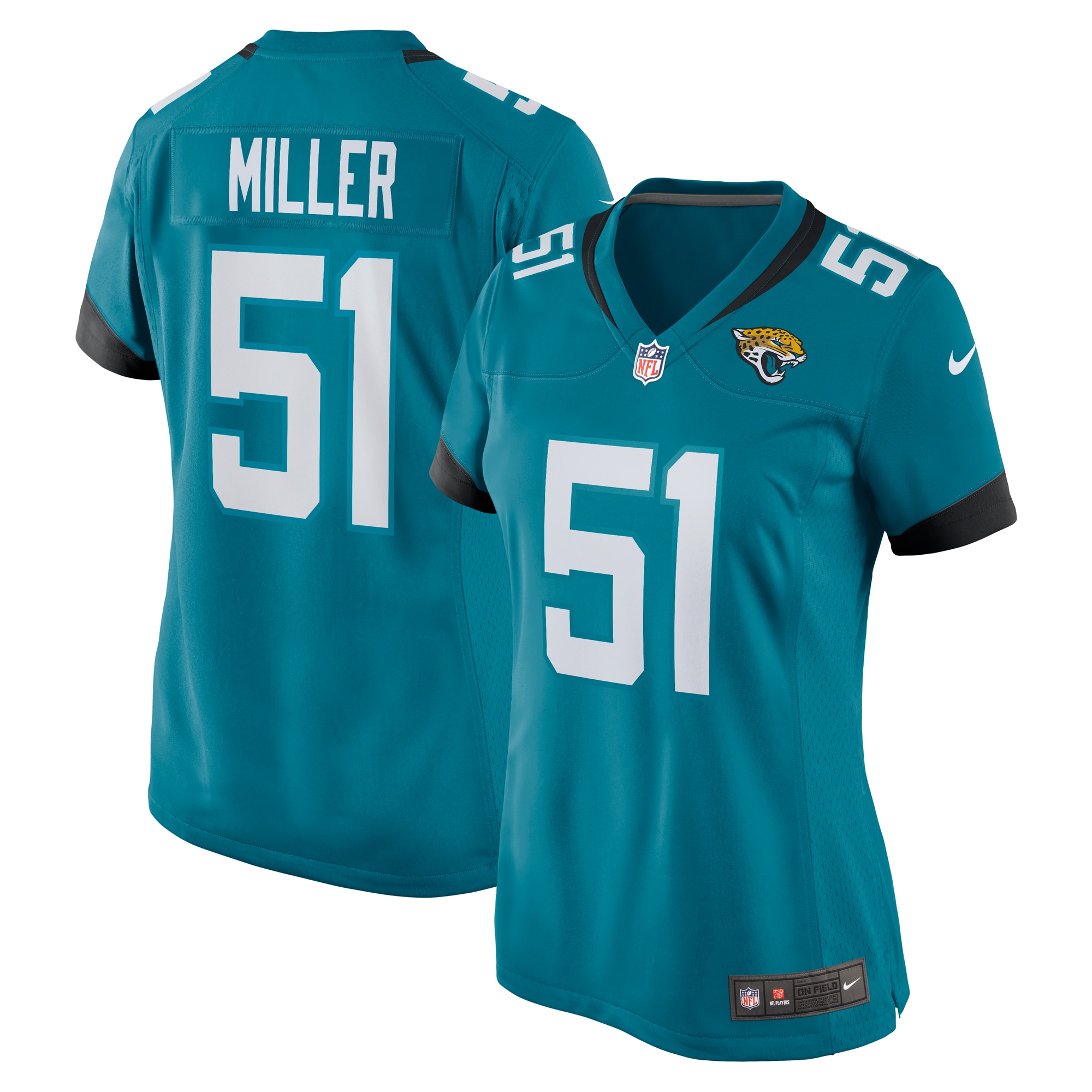 Jacksonville Jaguars Ventrell Miller Teal Game NFL Jersey Women's