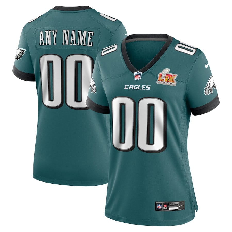 Philadelphia Eagles Super Bowl LIX Custom Game Midnight Green NFL Jersey Women's