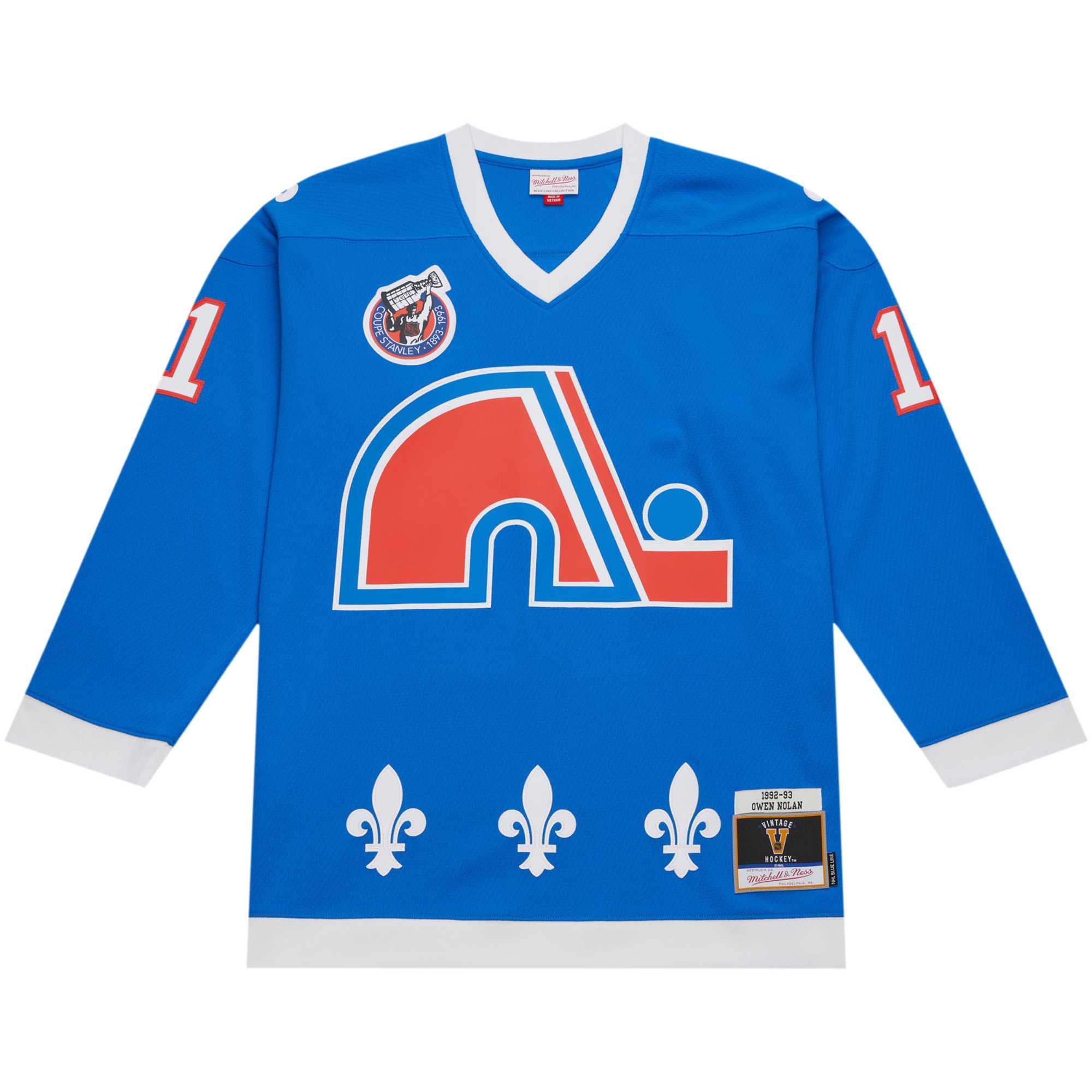 Quebec Nordiques Owen Nolan Mitchell Ness Blue 1992/93 Blue Line Player NHL Jersey Men's