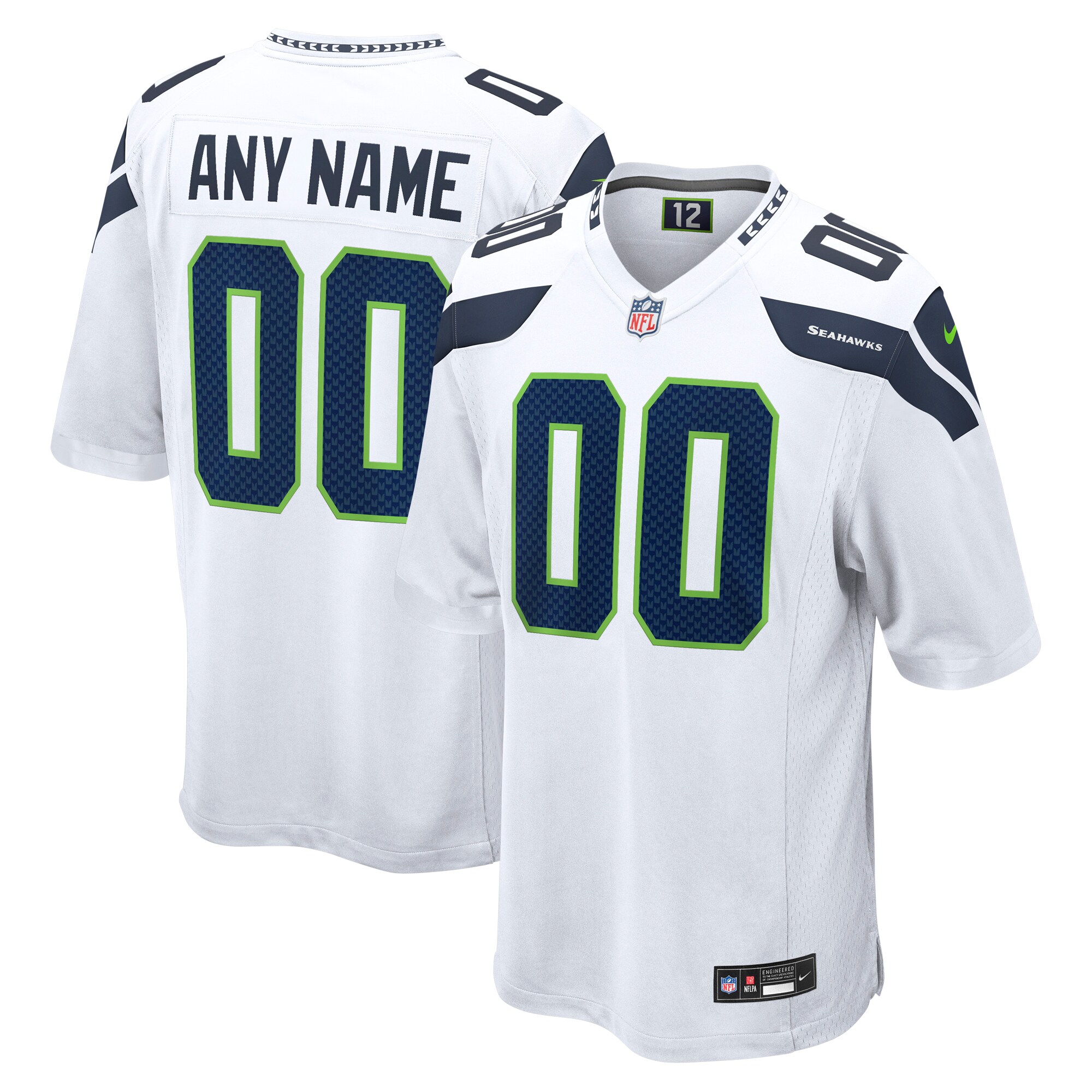 Seattle Seahawks White Custom Game NFL Jersey Men's