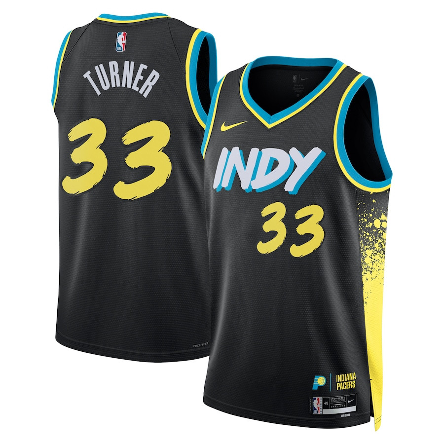 Myles Turner 33 Indiana Pacers 2023/24 City Edition Swingman Black NBA Jersey Men's