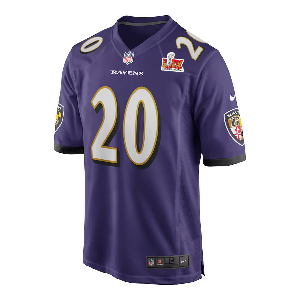 Ed Reed #20 Baltimore Ravens Super Bowl LIX Purple NFL Jersey Men's