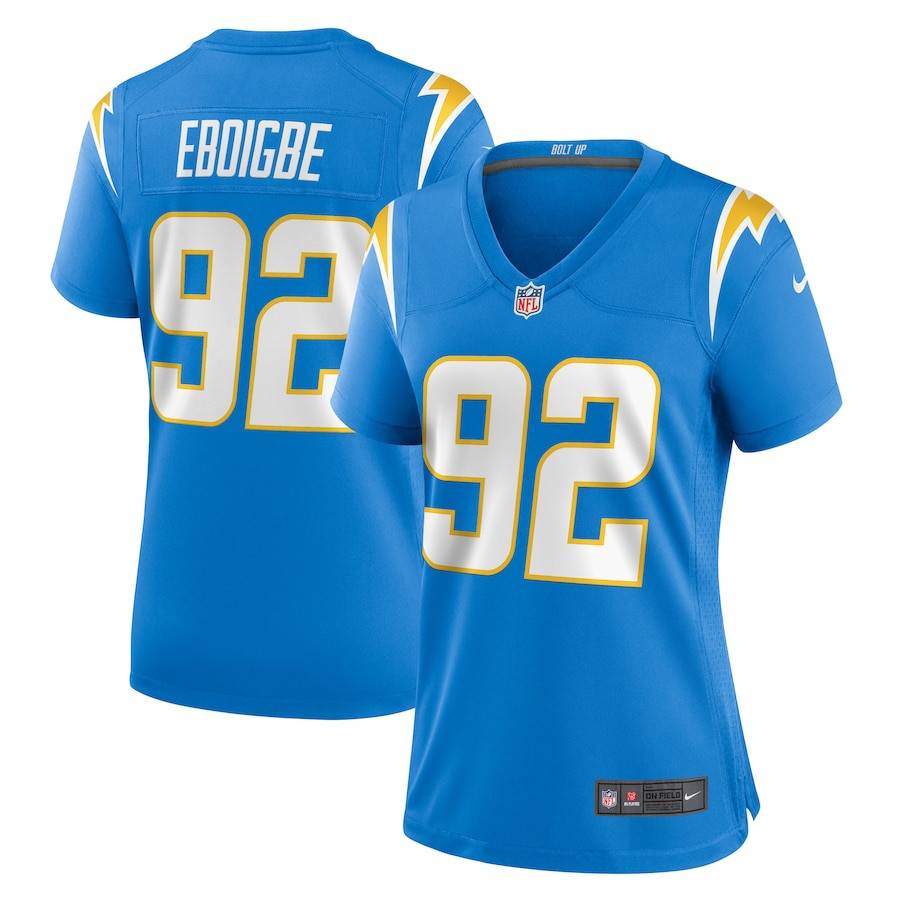 Justin Eboigbe 92 Los Angeles Chargers Game Powder Blue NFL Jersey Women's